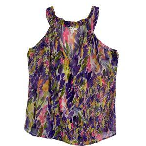 Cabi Womens Shirt Size Small S Purple Sheer Sleeveless Wrap Causal Blouse